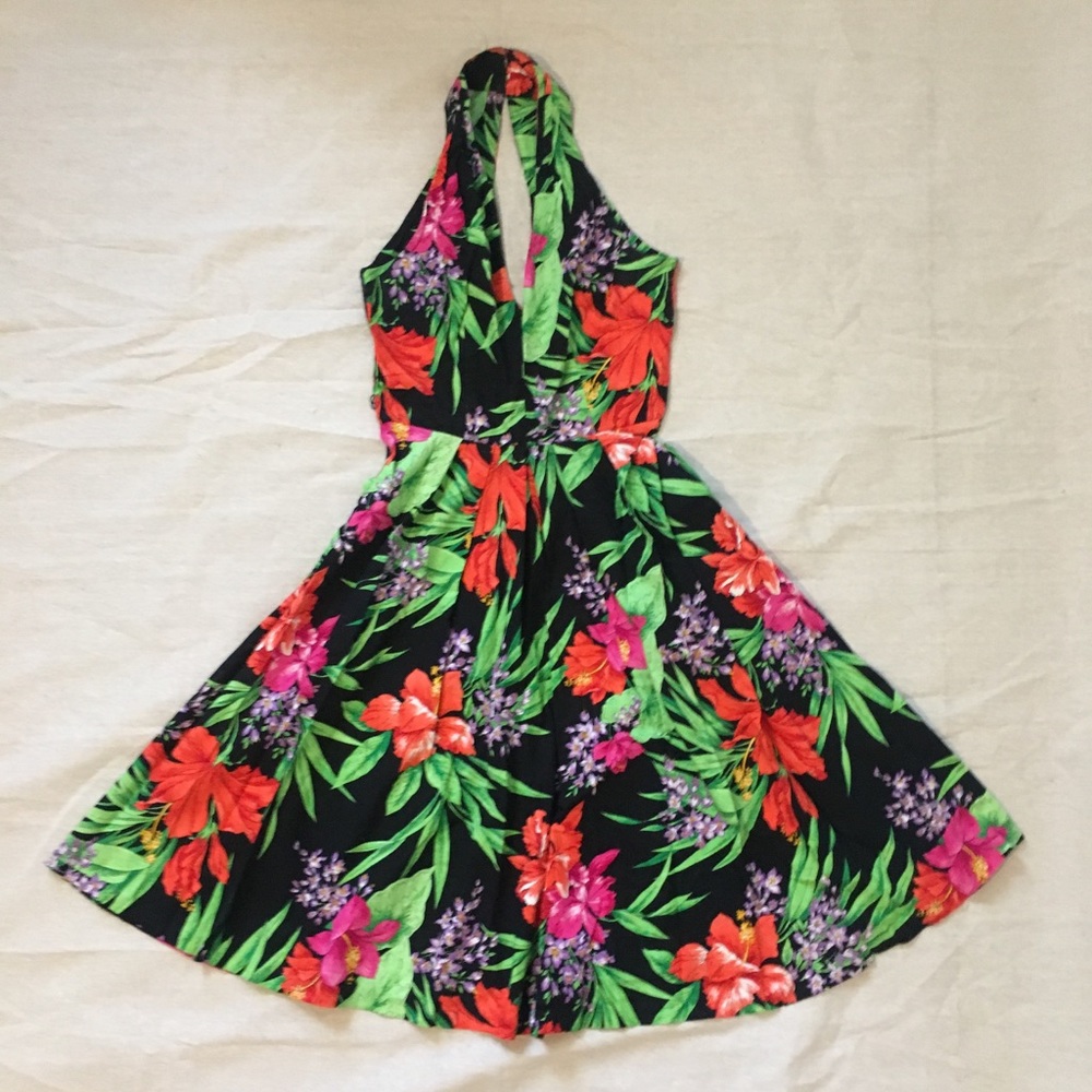 Tropical Floral A-line Midi Dress